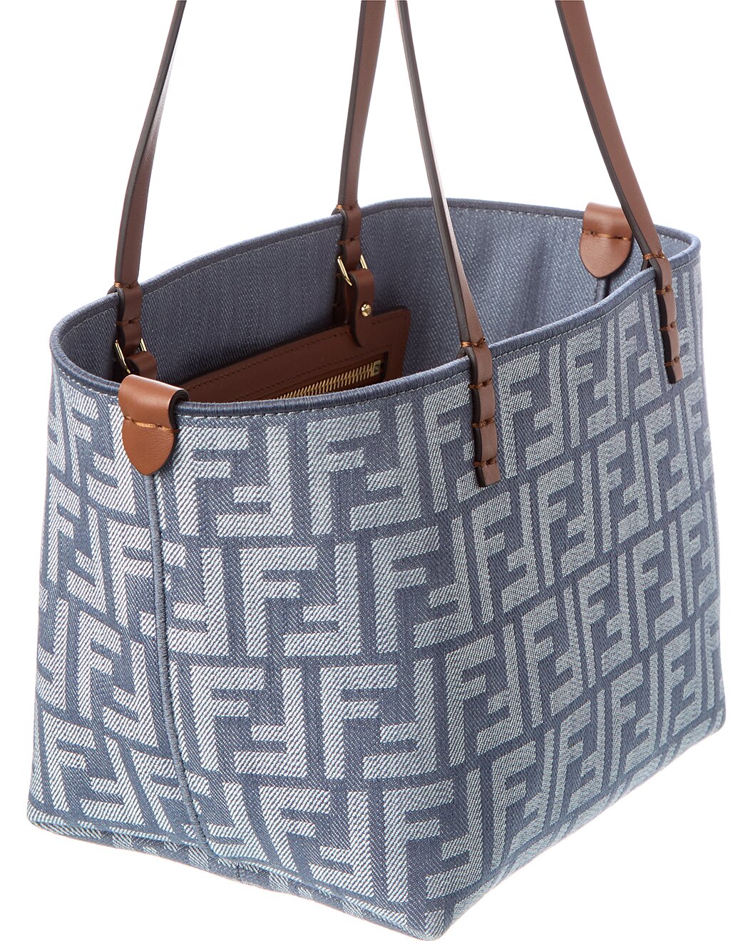 FENDI - Roll Small FF Denim & Leather Tote