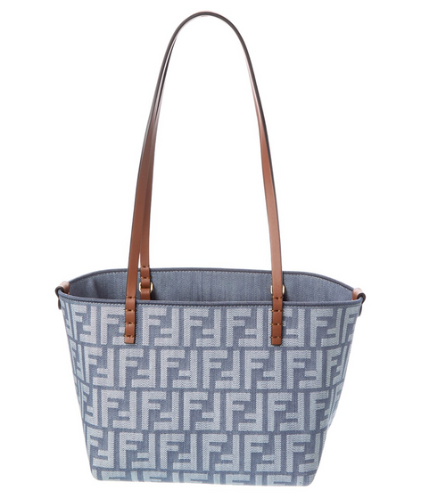 FENDI - Roll Small FF Denim & Leather Tote